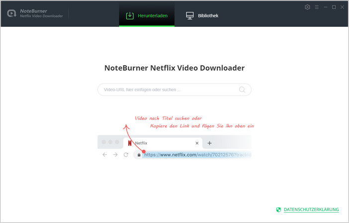 Hauptschnittstelle von NoteBurner Netflix Video Downloader Windows